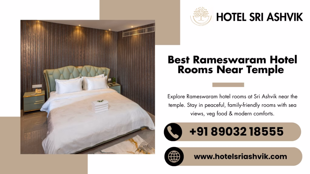 Luxury hotel room at Hotel Sri Ashvik in Rameswaram near Ramanathaswamy Temple