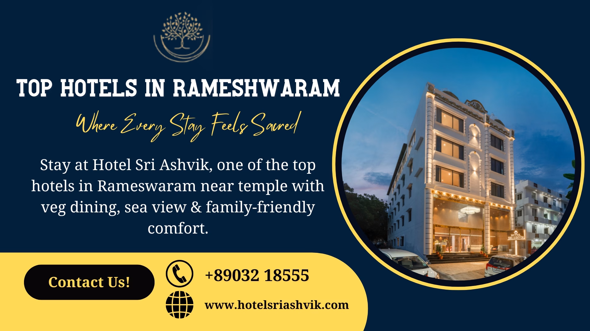 Hotel Sri Ashvik – one of the top hotels in Rameswaram near temple, offering veg dining, sea-view rooms, and family-friendly comfort.