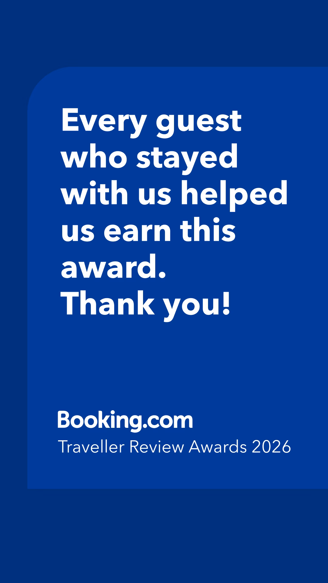 Booking.com Award Story Thank You