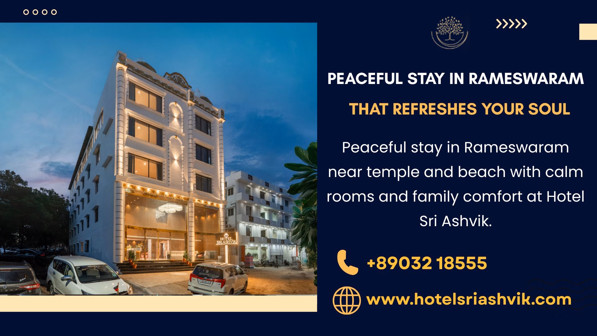 Peaceful stay in Rameswaram near temple and beach with calm rooms and family comfort at Hotel Sri Ashvik.