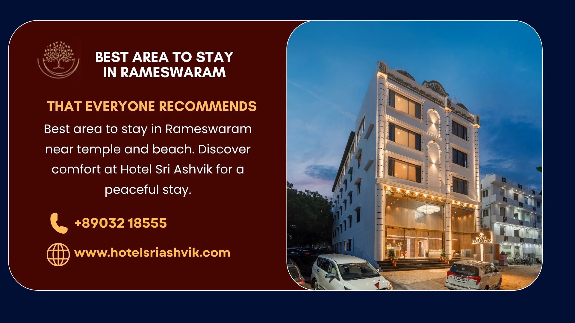 Best area to stay in Rameswaram near temple and beach. Discover comfort at Hotel Sri Ashvik for a peaceful stay.