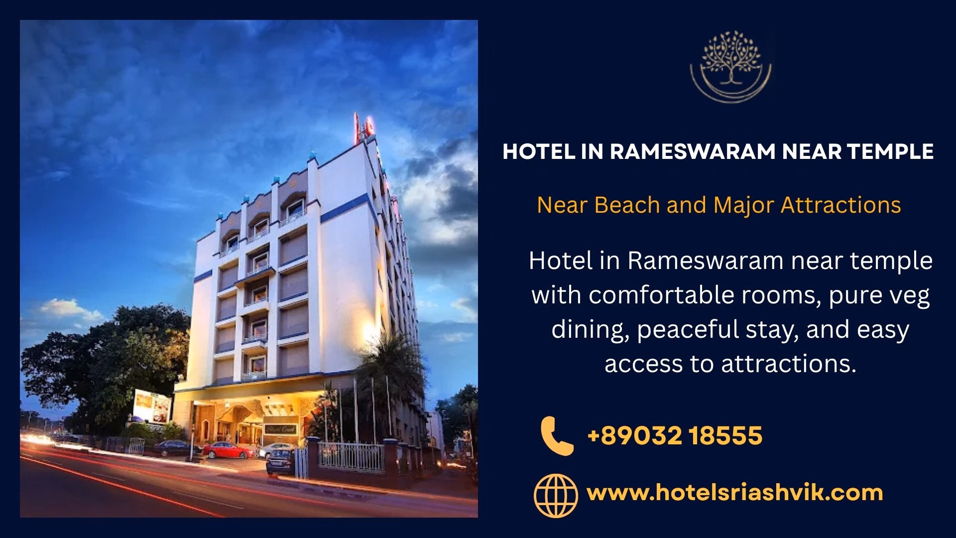 Hotel in Rameswaram near temple with comfortable rooms, pure veg dining, peaceful stay, and easy access to attractions.